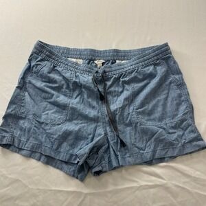J.Crew Womens XXL Blue Chambray Cotton Elastic Waist Drawstring Shorts